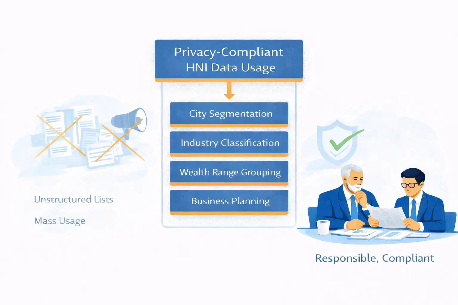 HNI data usage in India after privacy regulations showing structured, compliant, and purpose-driven data handling.