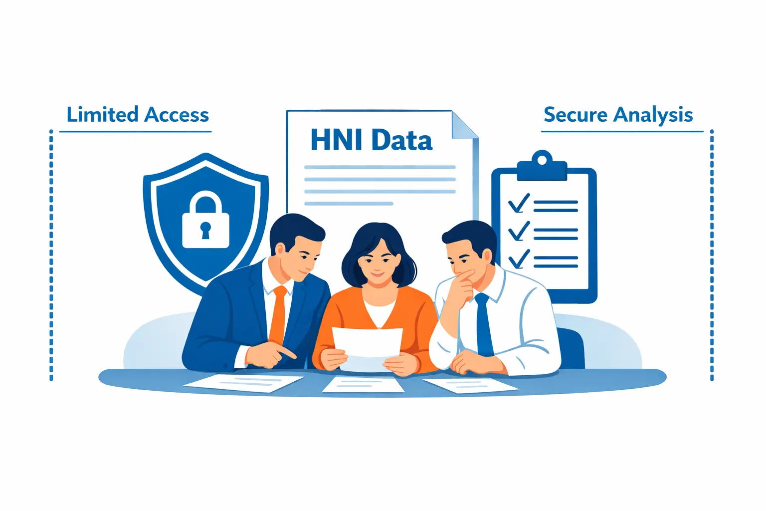 Illustration showing how Indian firms use HNI data responsibly without violating privacy regulations