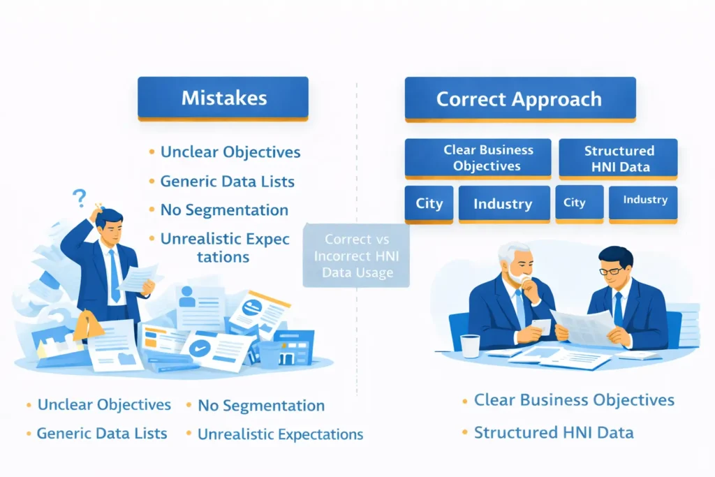 What goes wrong after buying an HNI database due to poor expectations, weak segmentation, and incorrect data usage.
